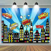 Lofaris Superhero Cityscape Building Scenes Birthday Backdrop